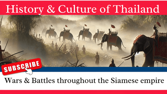 Old Picture of Thai army riding elephants. Thumbnail for History & Culture of Thailand: Wars & Battles in the Siamese empire