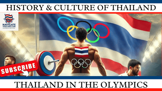 Thai Olympic athletes. Thai flag. Olympic symbol. Thumbnail for History & culture of Thailand: Thailand in the Olympics