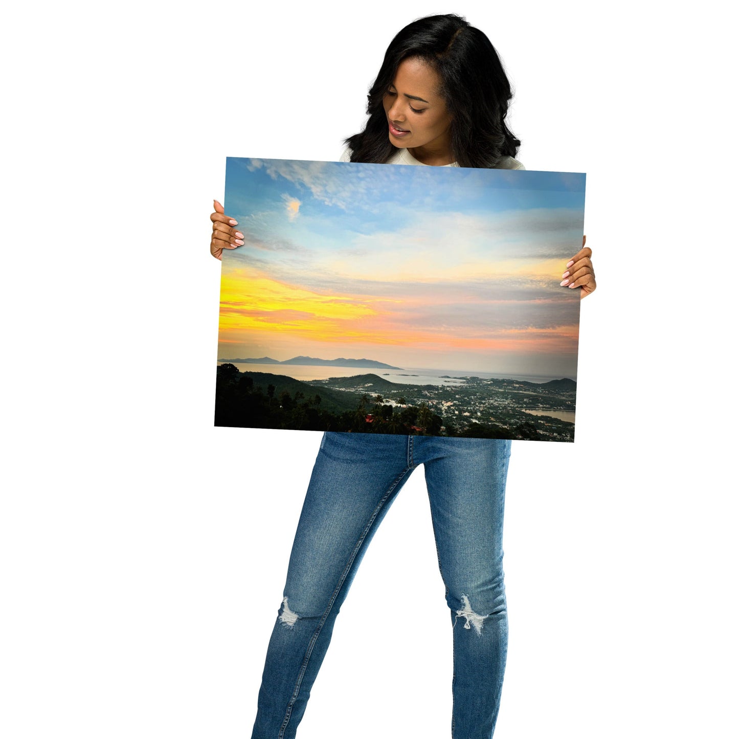 Golden Skies Over Samui – Sunset Poster from Highlander Lookout - Navigate Thailand