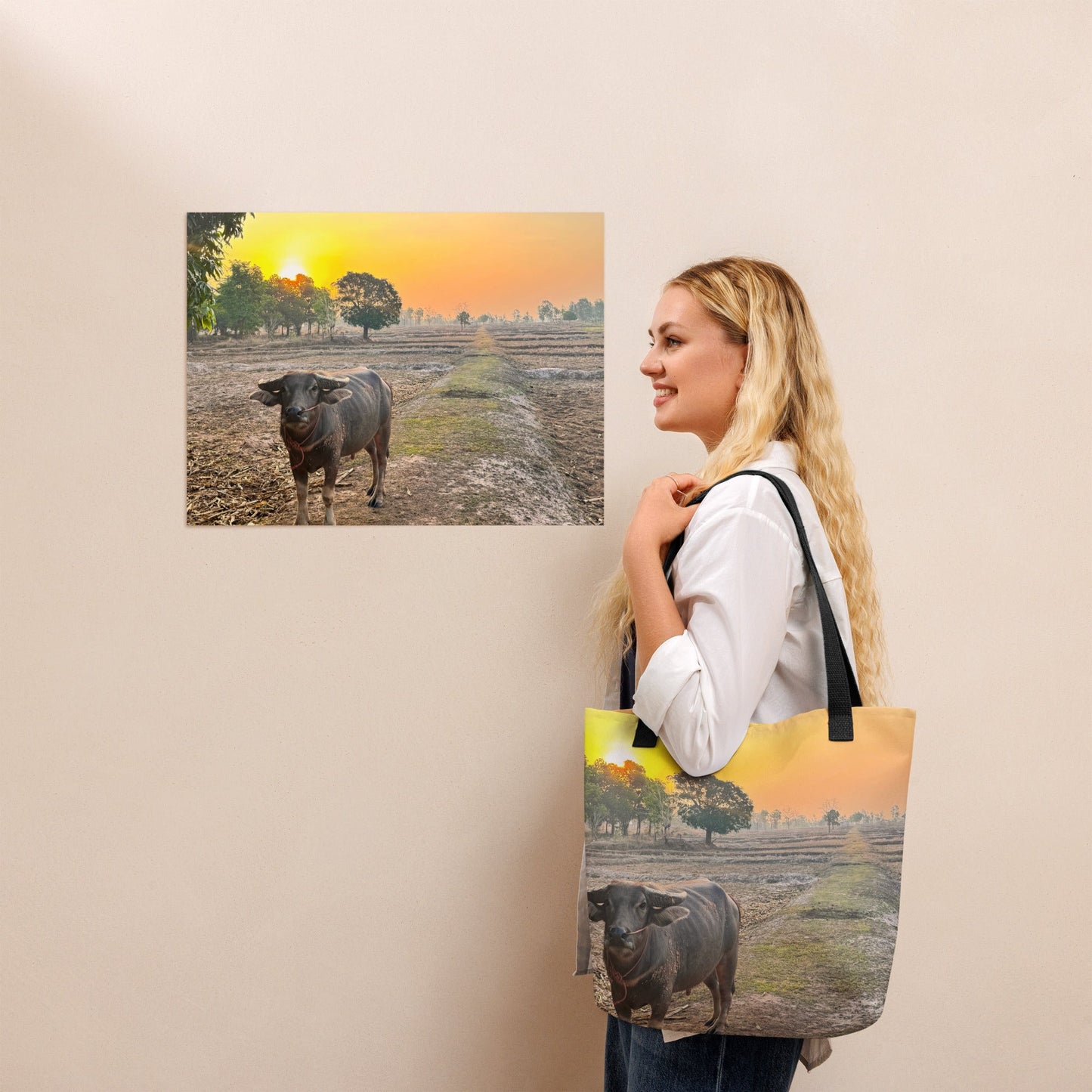 Isaan Soul – Buffalo at Sunrise Poster - Navigate Thailand