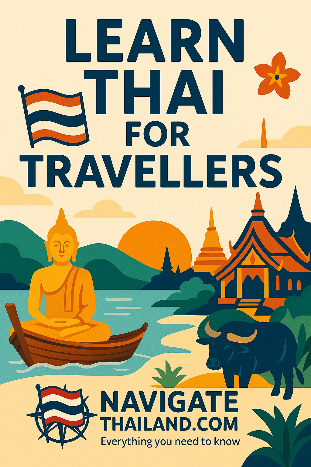 Learn Thai for Travellers eBook cover – beginner Thai language guide for tourists by Navigate Thailand
