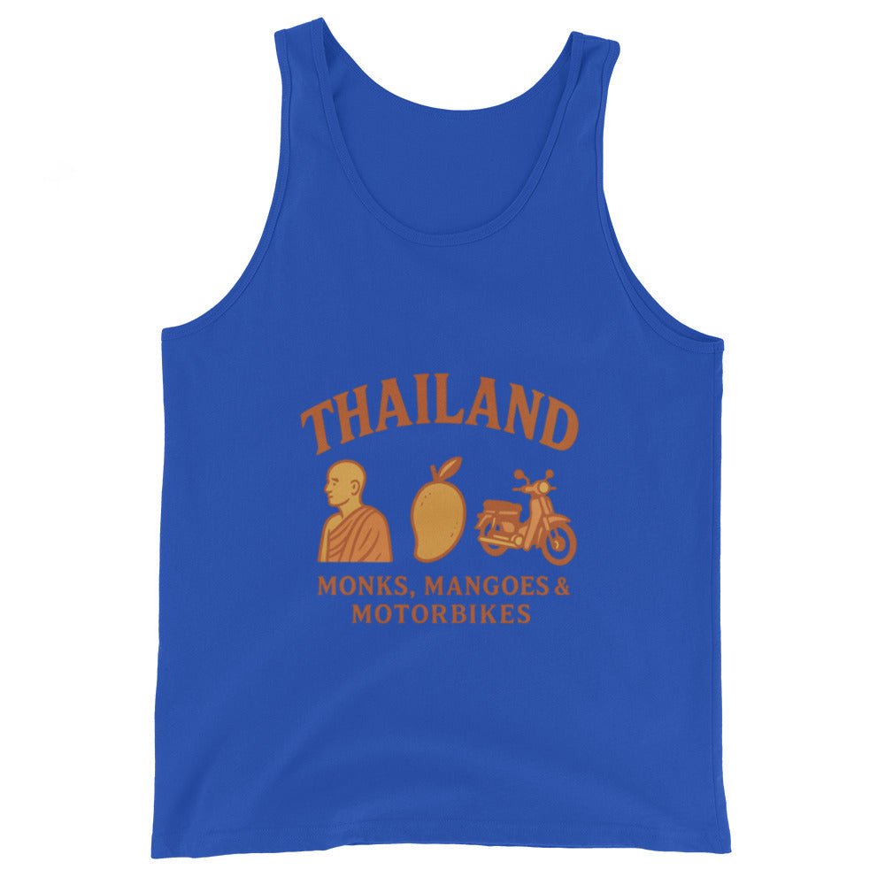 Monks, Mangoes & Motorbikes Unisex Singlet - Navigate Thailand