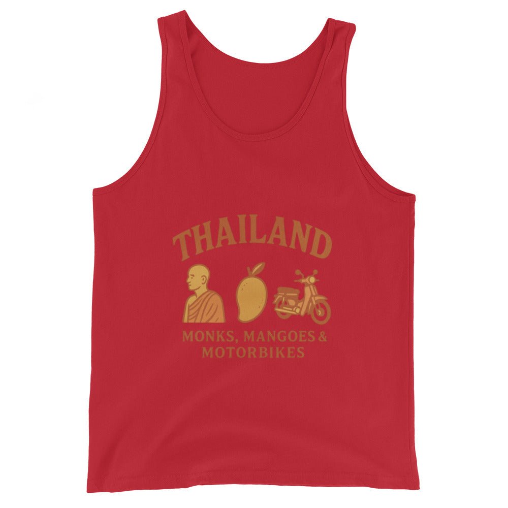 Monks, Mangoes & Motorbikes Unisex Singlet - Navigate Thailand