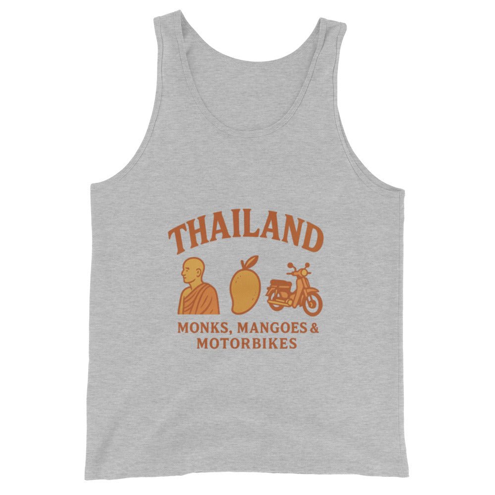 Monks, Mangoes & Motorbikes Unisex Singlet - Navigate Thailand