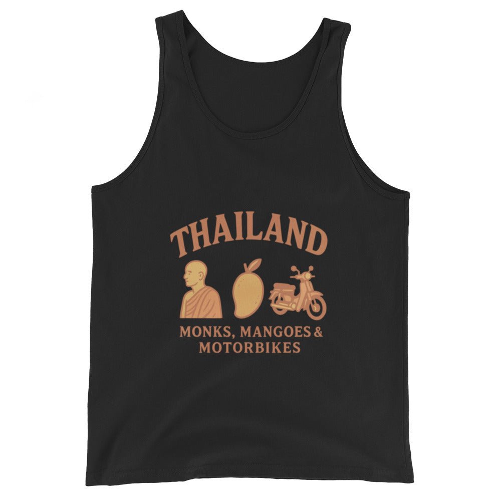 Monks, Mangoes & Motorbikes Unisex Singlet - Navigate Thailand