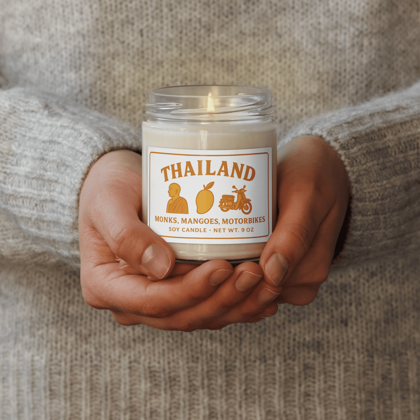 Thailand Soy Candle – Monks, Mangoes & Motorbikes (9 oz) - Navigate Thailand