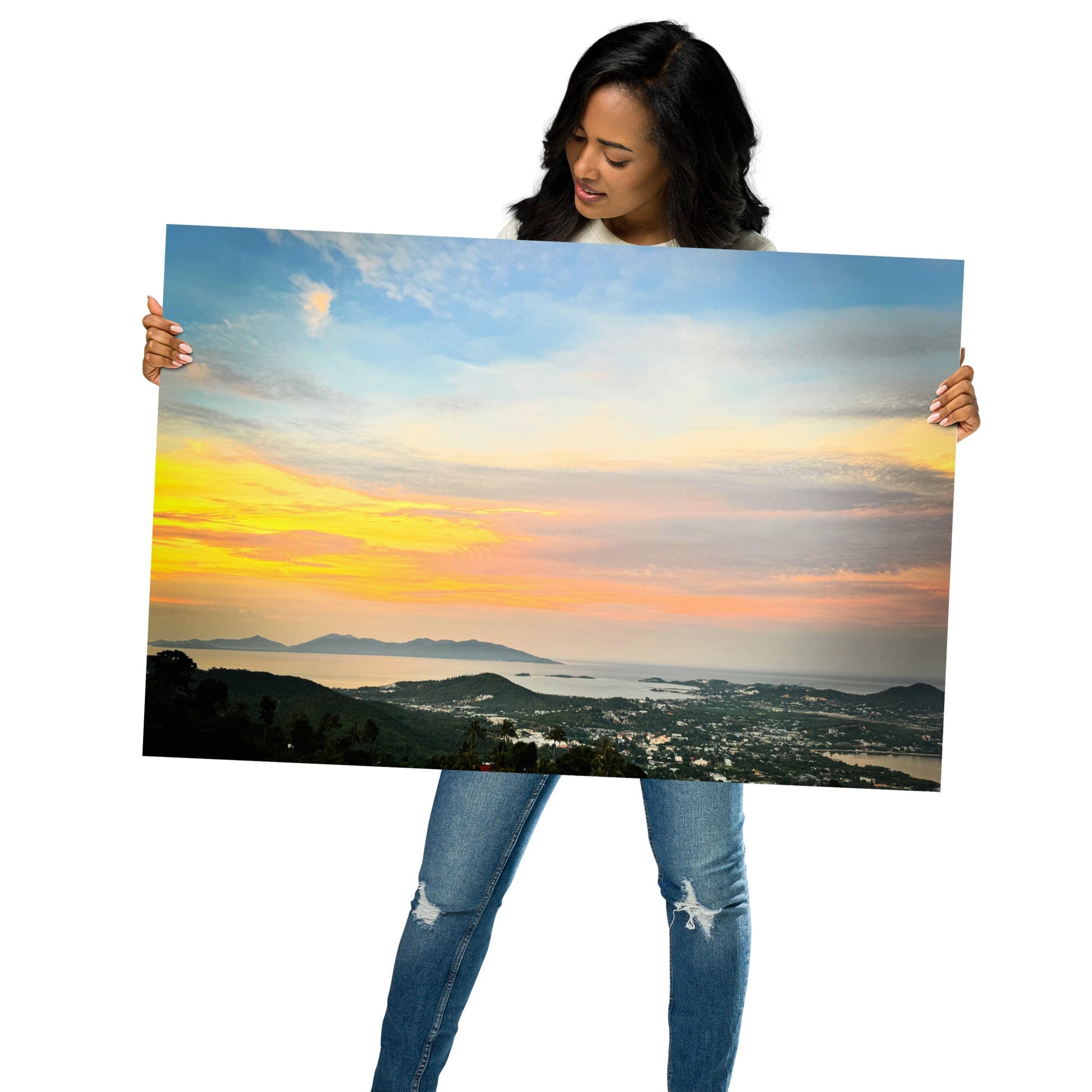 Golden Skies Over Samui – Sunset Poster from Highlander Lookout - Navigate Thailand