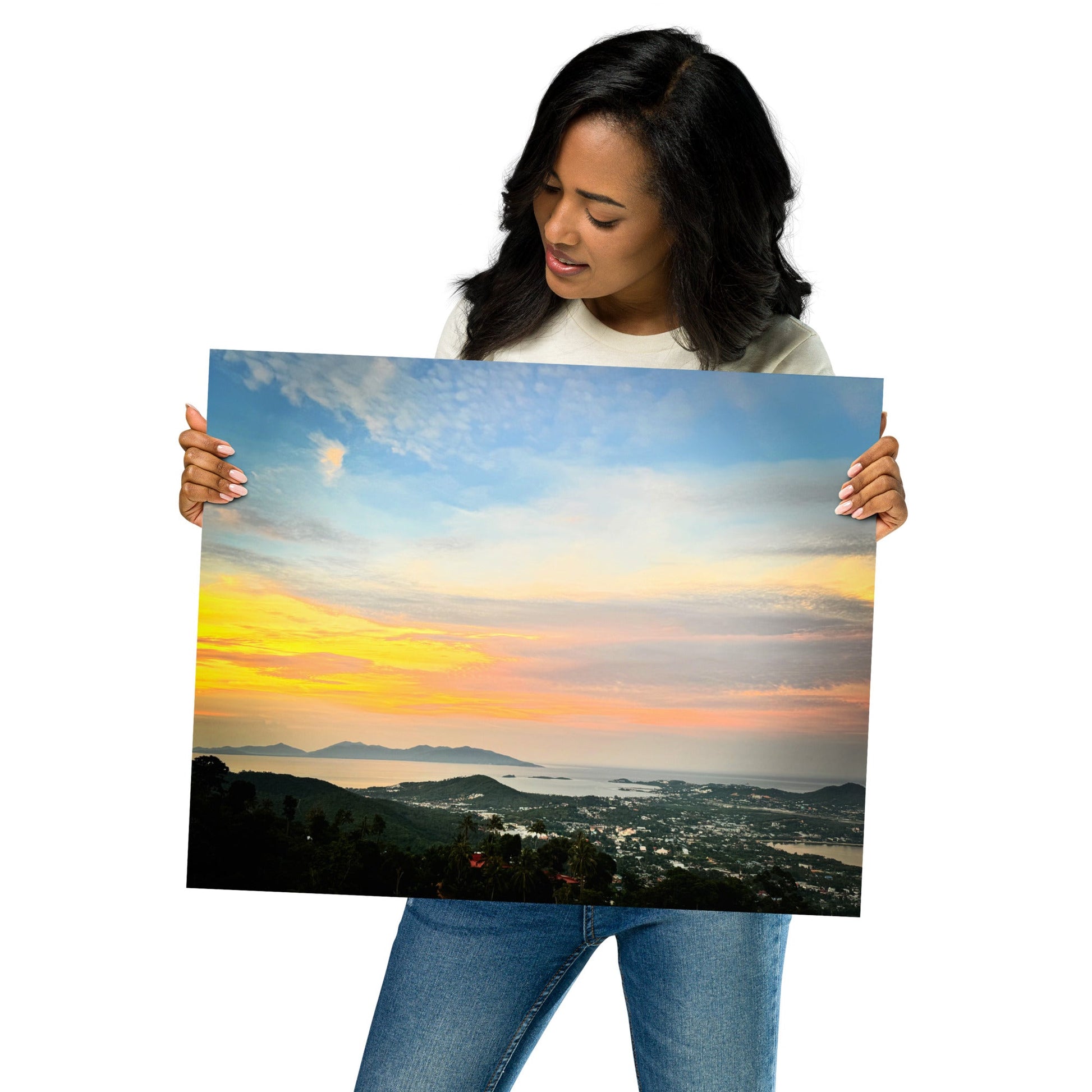 Golden Skies Over Samui – Sunset Poster from Highlander Lookout - Navigate Thailand
