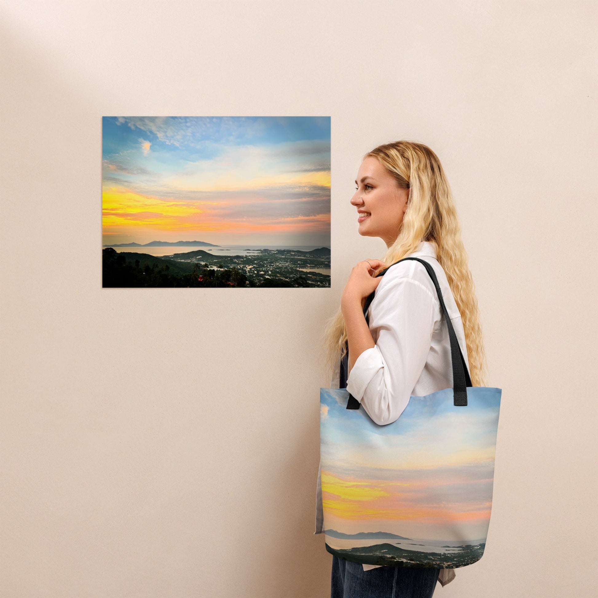 Golden Skies Over Samui – Sunset Poster from Highlander Lookout - Navigate Thailand