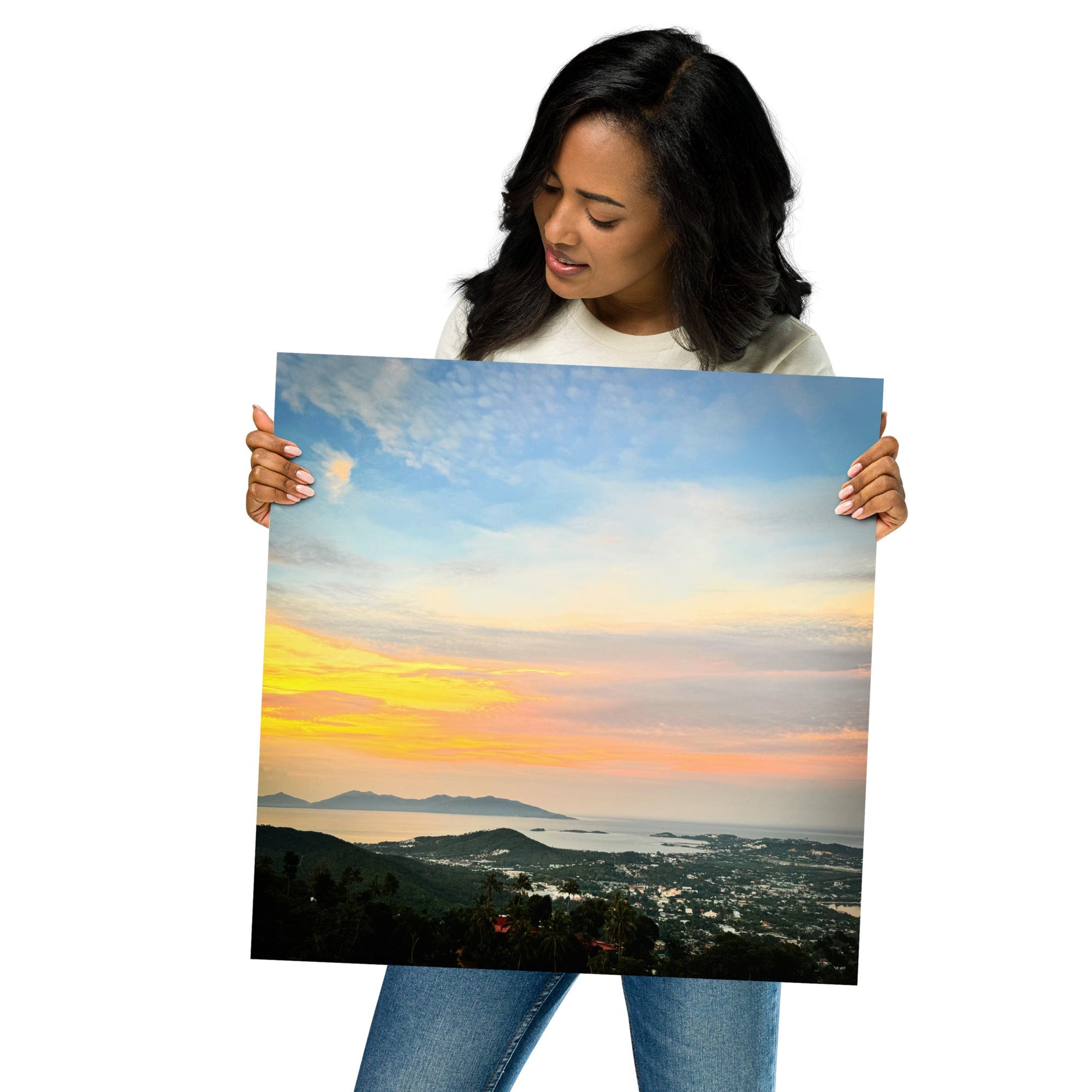 Golden Skies Over Samui – Sunset Poster from Highlander Lookout - Navigate Thailand