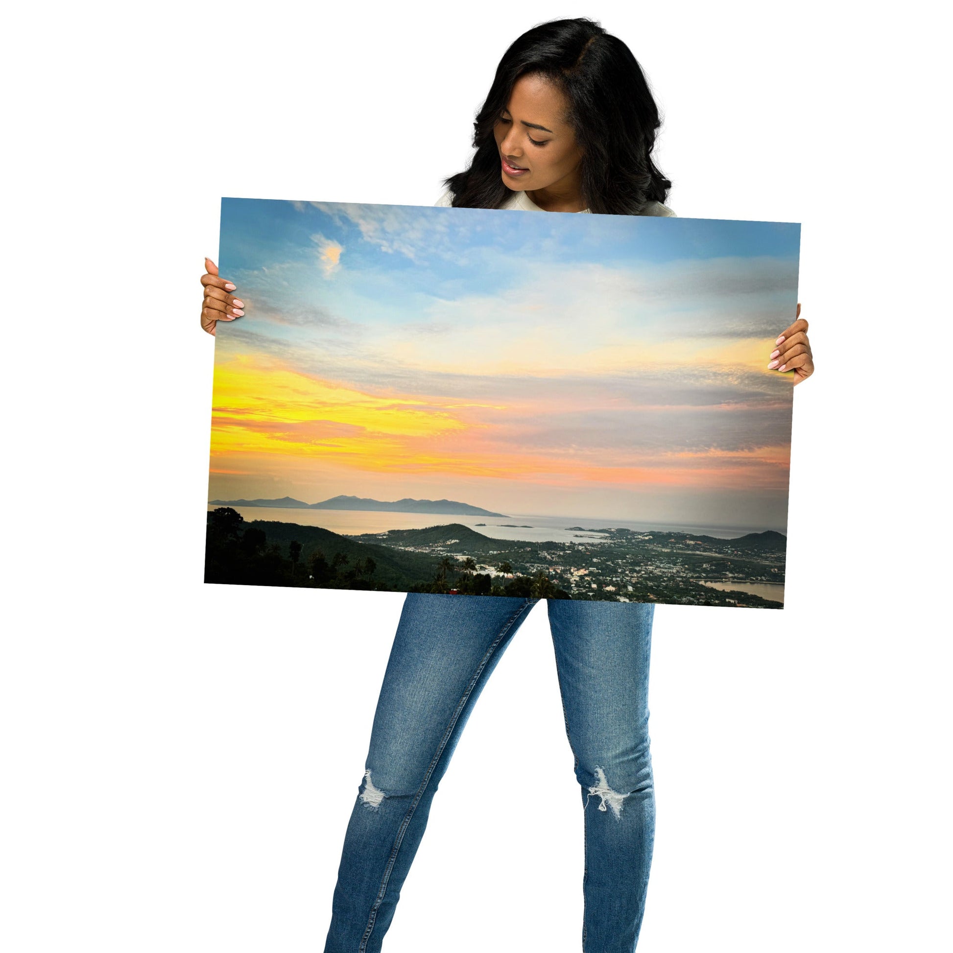 Golden Skies Over Samui – Sunset Poster from Highlander Lookout - Navigate Thailand