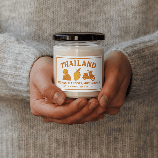 Thailand Soy Candle – Monks, Mangoes & Motorbikes (9 oz) - Navigate Thailand